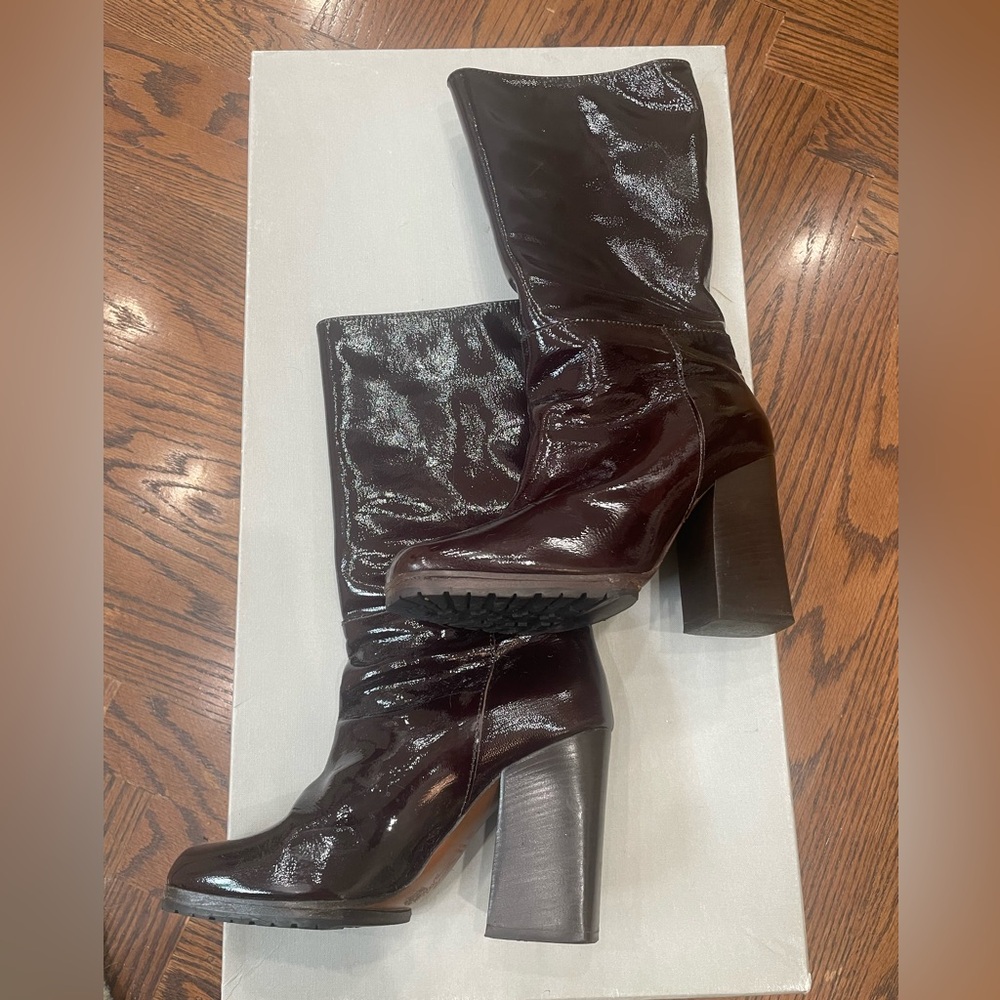 Marni burgundy patent leather boots